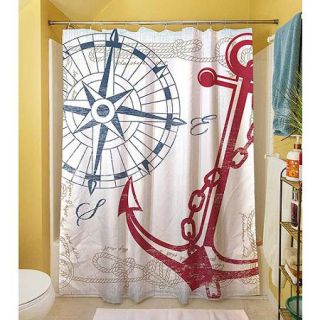 Thumbprintz Anchors Away White Shower Curtain, 71" x 74"