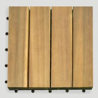 Acacia Wood 4 Slat Interlocking Deck Tiles, 10 Count