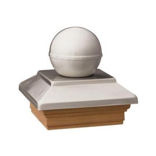 DeckoRail Pressure Treated 6 in. x 6 in. Pine Polished Stainless Ball Top Post Cap 75909
