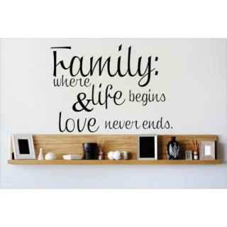 Design With Vinyl Family Where & Life Begins Love Never Ends Wall Decal