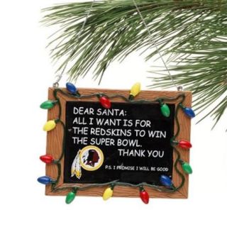 Washington Redskins Official NFL 3 inch x 4 inch Chalkboard Sign Christmas Ornament by Forever Collectibles