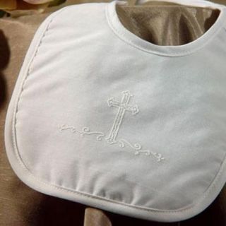 Little Things Mean A Lot Baby White Large Polycotton Bib Baptism Cross