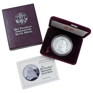 1992 Proof Ben Franklin Firefighter Commemorative Silver Medal   7798198