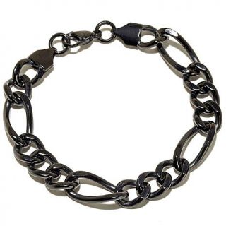 Men's Black Stainless Steel Figaro Link 10.5mm Bracelet   7126298
