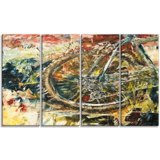 Design Art Mountain Bike Oil Painting 4 Piece Graphic Art on Wrapped