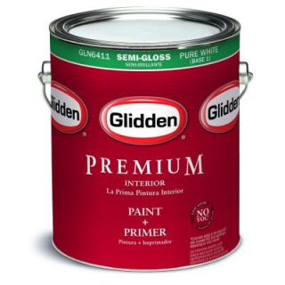 Glidden Premium 1 gal. Pure White Semi Gloss Interior Paint GLN6411 01