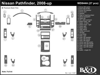 2008 2012 Nissan Pathfinder Wood Dash Kits   B&I WD844A DCF   B&I Dash Kits