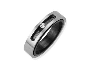 Women's 4.1mm Dual Layer Stainless Steel CZ Forever Love Twistable Band Ring (Sizes 5 8) 