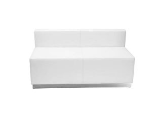 Flash Furniture HERCULES Alon Series White Leather Loveseat with Brushed Stainless Steel Base [ZB 803 LS WH GG]