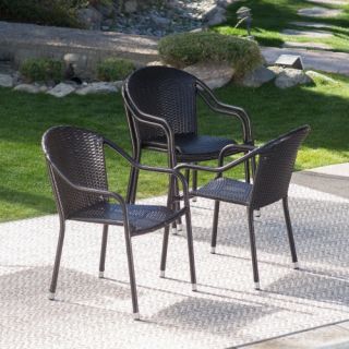 Coral Coast Berea Outdoor Wicker Stackable Chairs   Set of 4   Outdoor