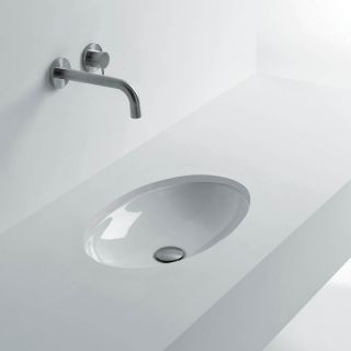WS Bath Collections H10 40U   8208001 3 8 9 Oval Undermounted Bathroom Sink in Ceramic White